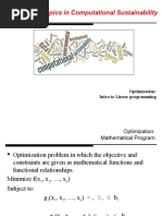 Topics in Computational Sustainability: Optimization: Intro To Linear Programming