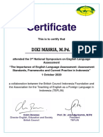 Certificate: Diki Masria, M.PD