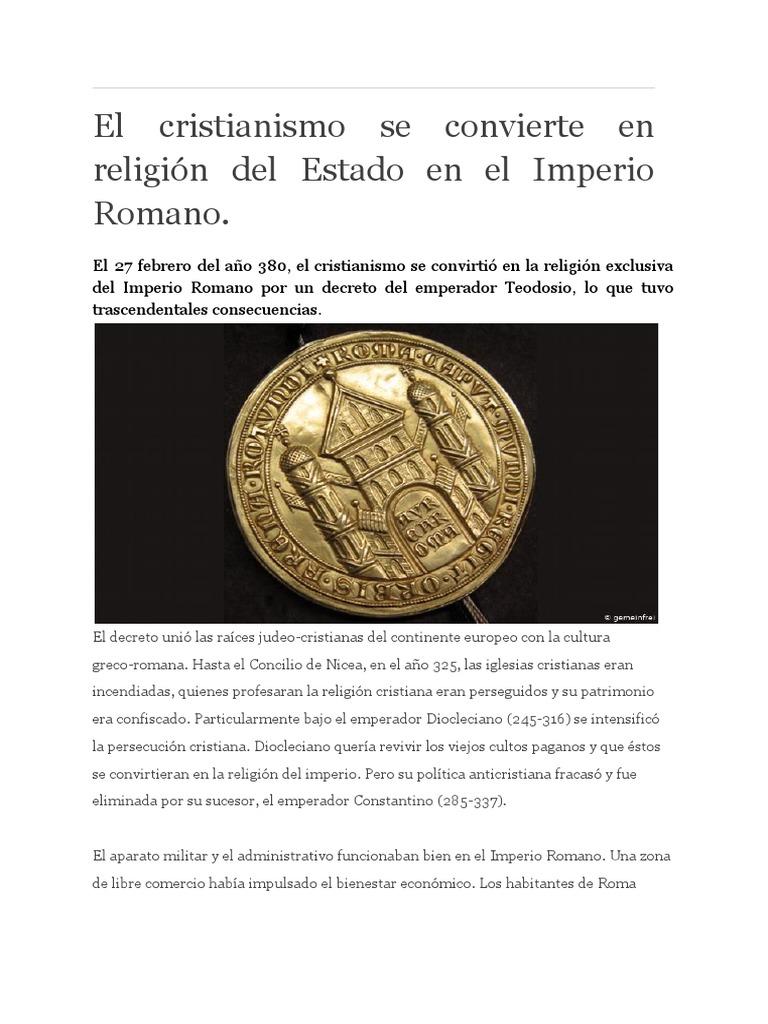 Cristianismo como religión oficial en 380 | PDF | Constantino el grande ...