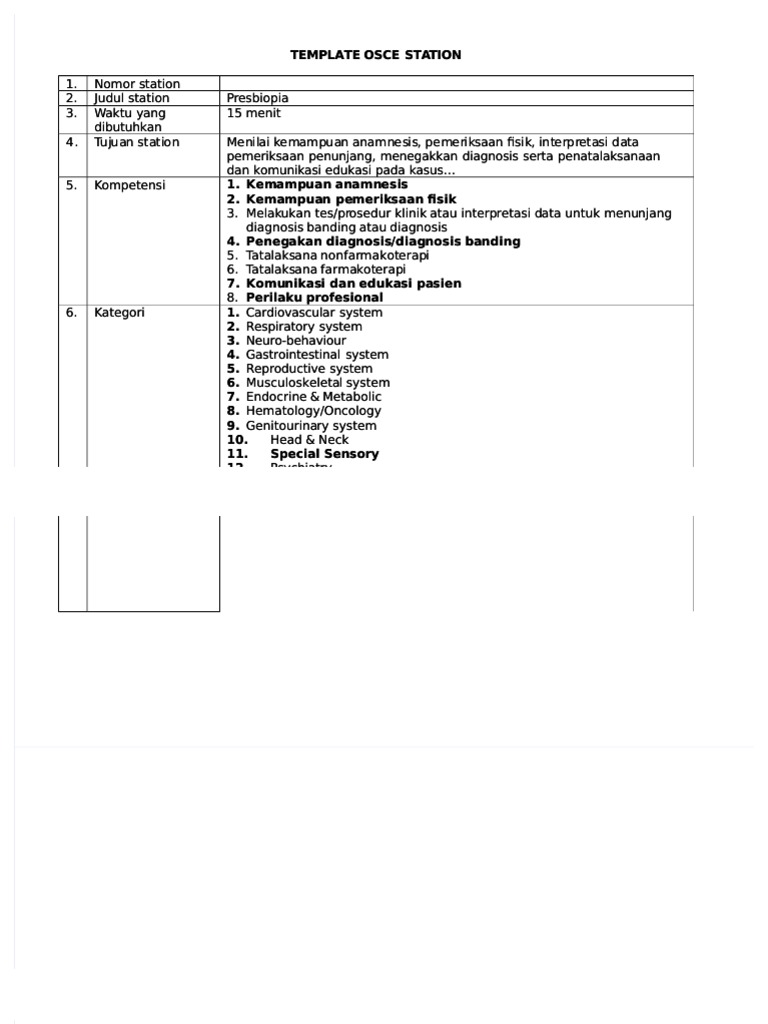 PDF Template Soal Presbiopia Dan Rubrik Osce Ukdi PDF