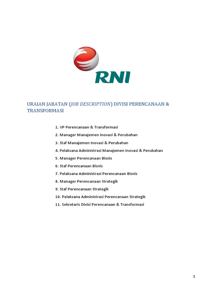 Divisi Perencanaan & Transformasi | PDF