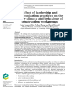 Effect of Leadership and Communication Practices On The Safety Climate and Behaviour of Construction Workgroups