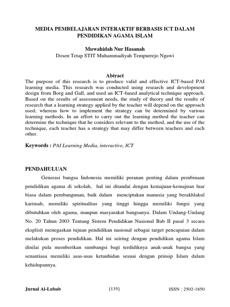 Media Pembelajaran Interaktif Berbasis Ict Dalam Pendidikan Agama Islam ...