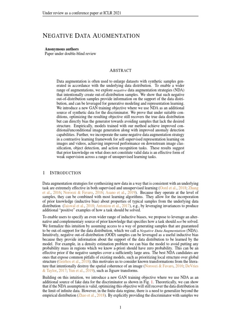 Negative Data Augmentation for GANs | PDF | Machine Learning | Cybernetics