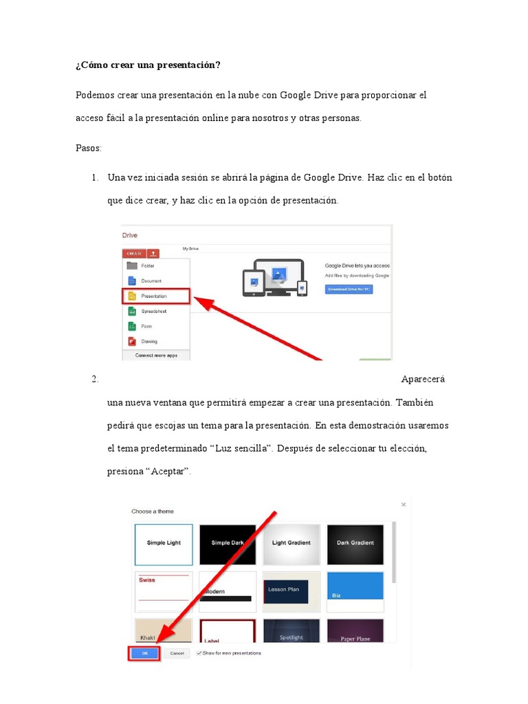 Cómo Crear Una Presentación Google Drive | PDF | Archivo de computadora ...