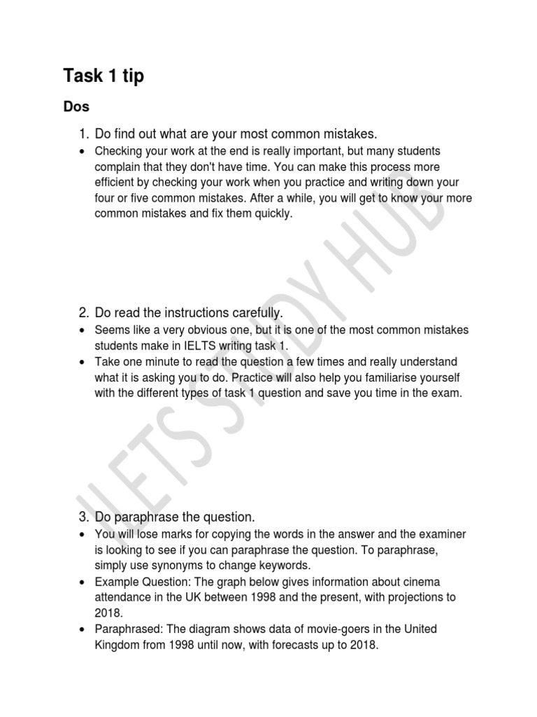 Task 1 Tip: 1. Do Find Out What Are Your Most Common Mistakes | PDF ...