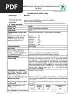 National Computer Education Accreditation Council Nceac: Course Descritption Form