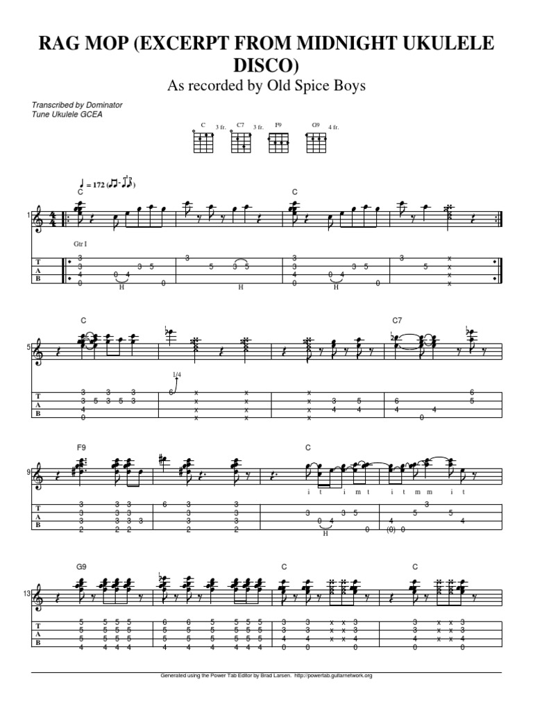 Rag Mop Ukulele Tab for Beginners | PDF