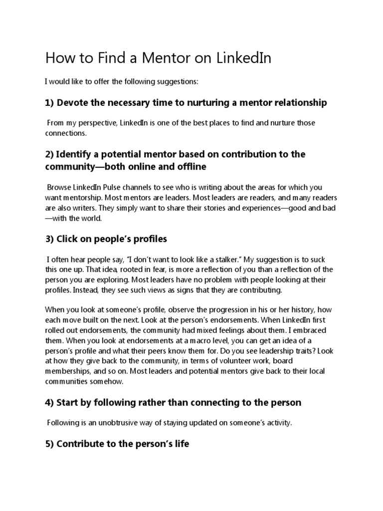 How To Find A Mentor On LinkedIn | PDF | Mentorship | Cognition