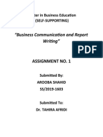 "Business Communication and Report Writing": Assignment No. 1