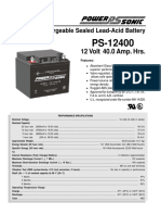 Rechargeable Sealed Lead-Acid Battery: 12 Volt 40.0 Amp. Hrs