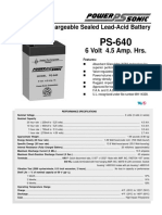 Rechargeable Sealed Lead-Acid Battery: 6 Volt 4.5 Amp. Hrs