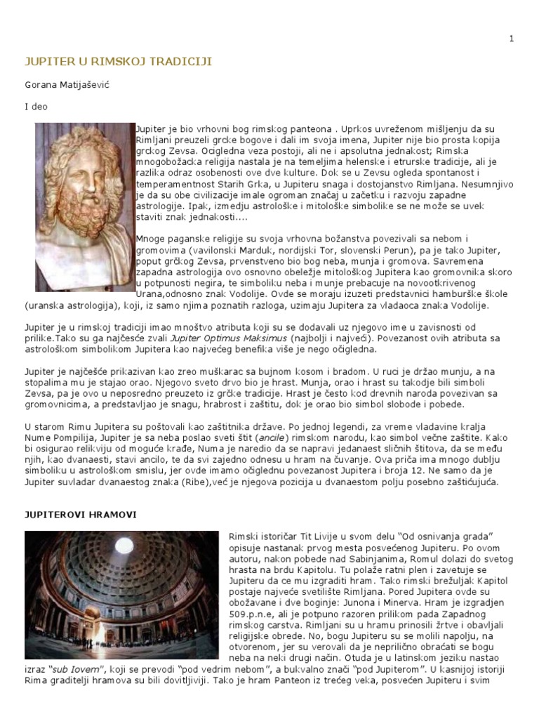 Jupiter U Rimskoj Tradiciji | PDF