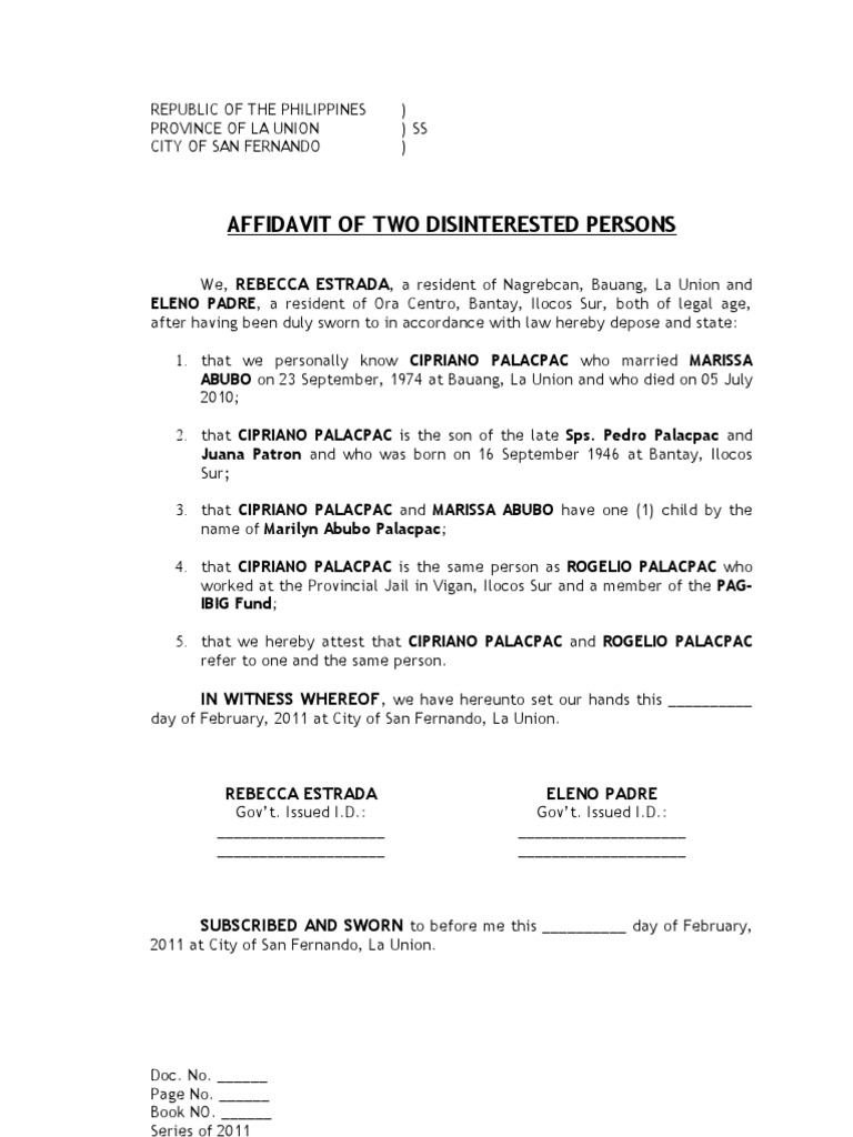 Affidavit Of Discrepancy Affidavit Legal Procedure