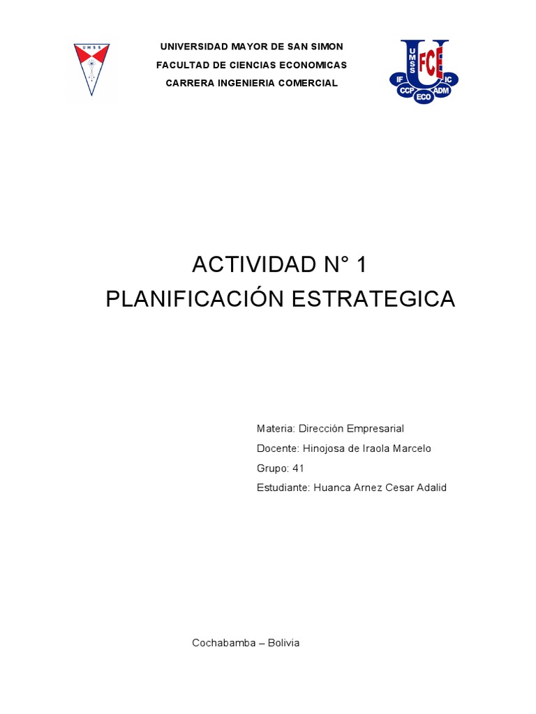 ACTIVIDAD 1 Planificacion Estrategica | PDF | Planificación estratégica ...