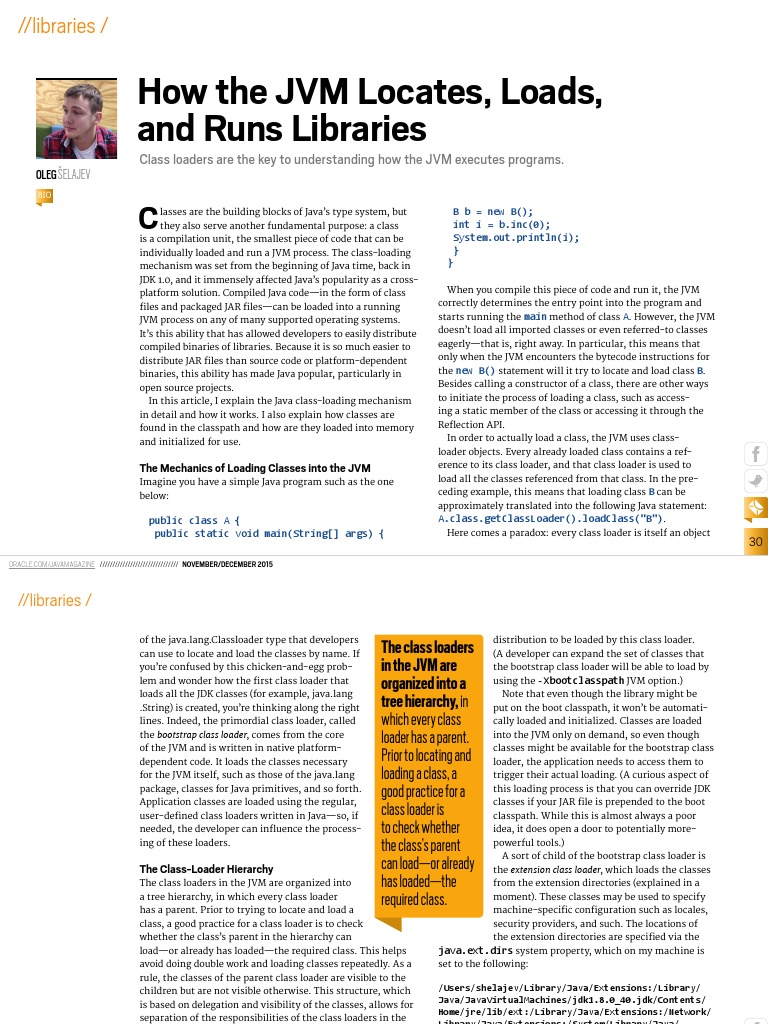 How The JVM Locates, Loads, and Runs Libraries Class Loaders Are The