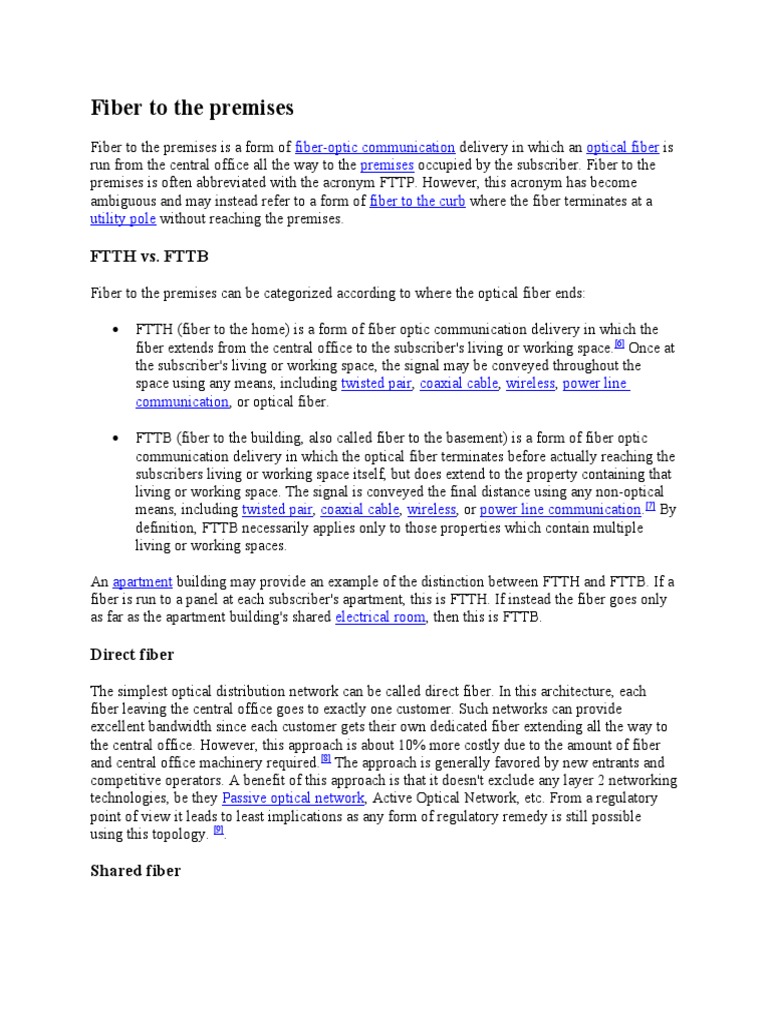 Understanding Fiber to the Premises | PDF | Fiber To The X | Computer ...