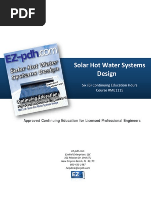 ME1115 Solar Hot Water Systems Design | PDF | Solar Energy | Water  