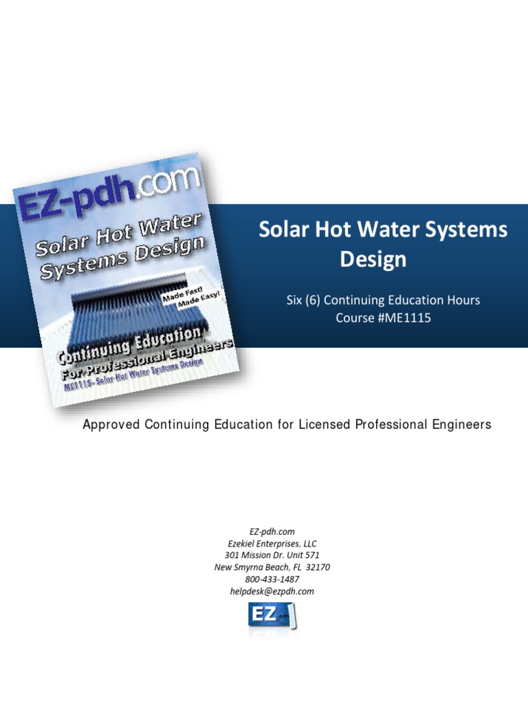 ME1115 Solar Hot Water Systems Design | PDF | Solar Energy | Water  
