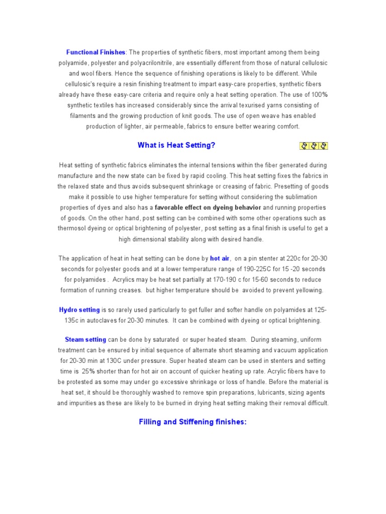 Functional Finishes Chemical Substances Textiles