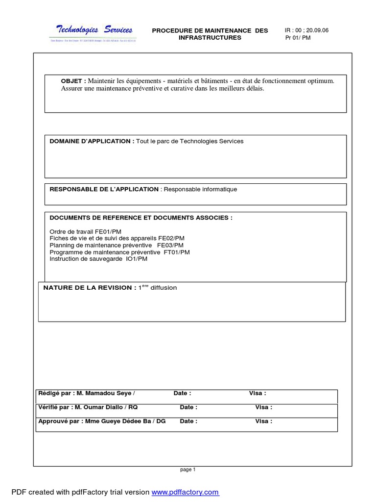 Procédure de Maintenance Informatique | PDF | Planification | Informatique