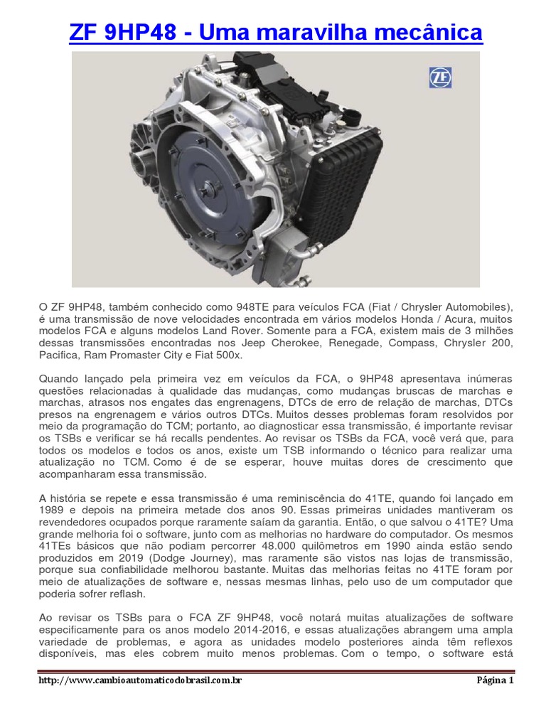 Tページ Problemas e Soluções do ZF 9HP48 | PDF | Transmissão (Mecânica