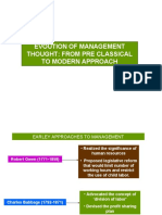 Evoution of Management Thought: From Pre Classical To Modern Approach