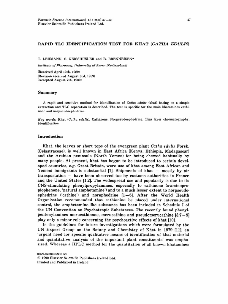 Rapid TLC Test for Khat Identification | PDF | Thin Layer ...