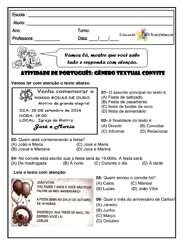 Gêneros Textuais Atividades | PDF