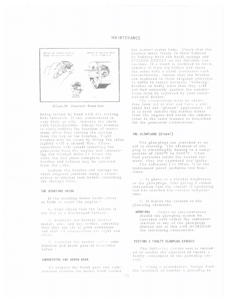 B414 Operators Manual Glow Plugs & Indicator PDF Fuse (Electrical