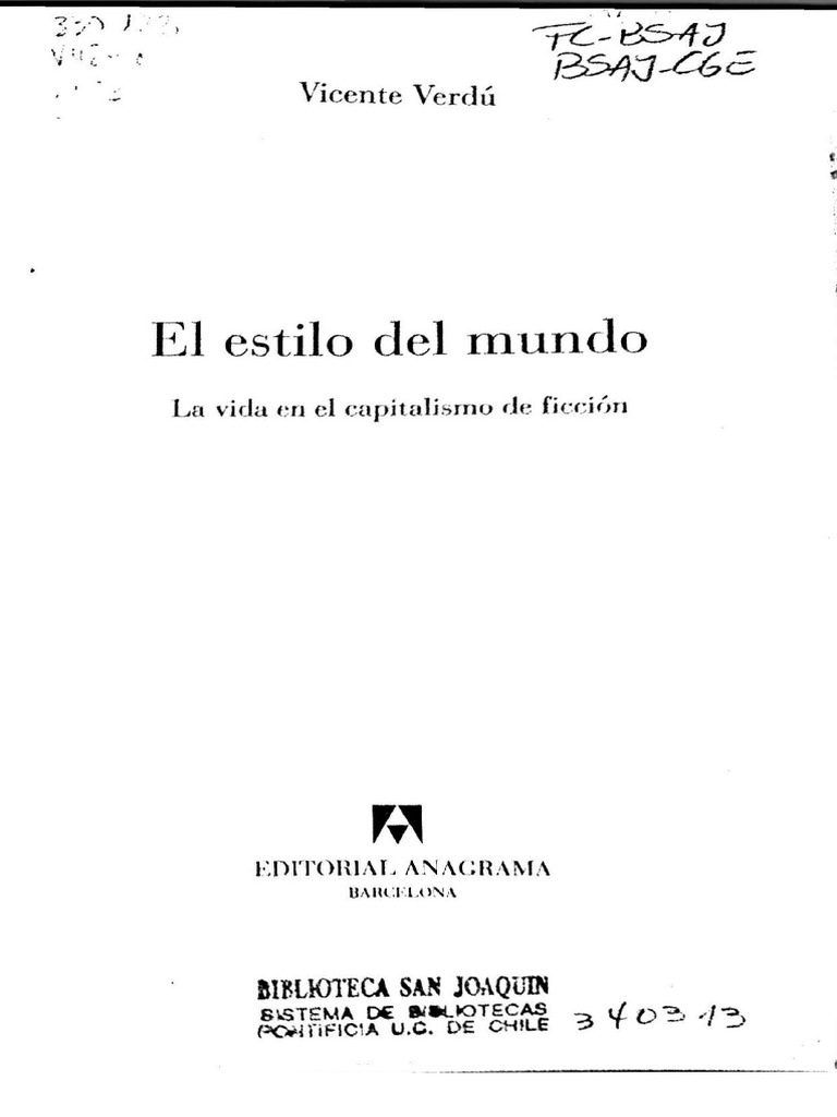 Vicente Verdu El Estilo Del Mundo PDF