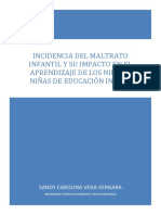 Incidencia Del Maltrato Infantil en Los Hogares y Su Impacto en El Aprendizaje de Los Niños y Niñas de La Educación Inicial