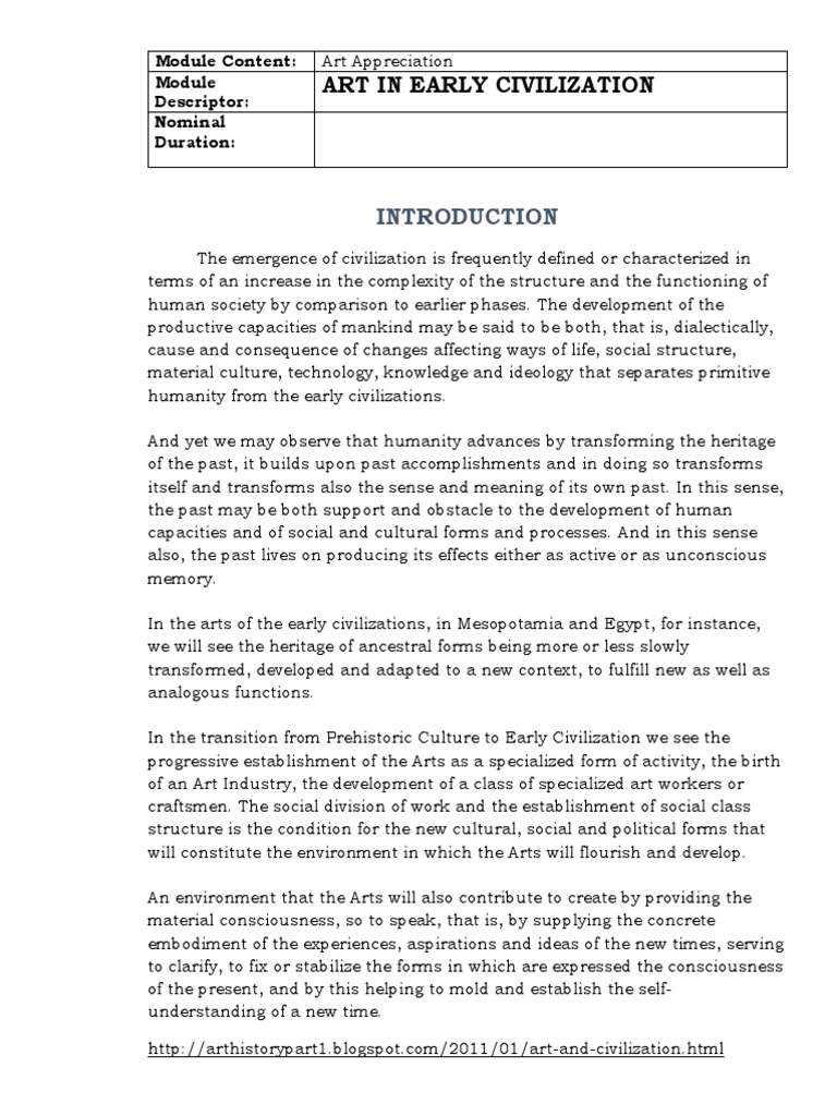 Art in Early Civilization: A Study | PDF | Tutankhamun | Ancient Egypt