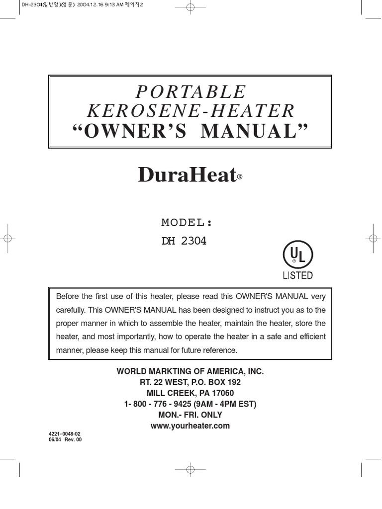 Dura Heat Kerosene Heater Manual PDF Kerosene Combustion