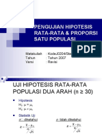 Pengujian Hipotesis Rata-Rata & Proporsi Satu Populasi
