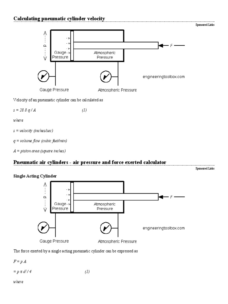 Velocity of An Pneumatic Cylinder Can Be Calculated As PDF Piston