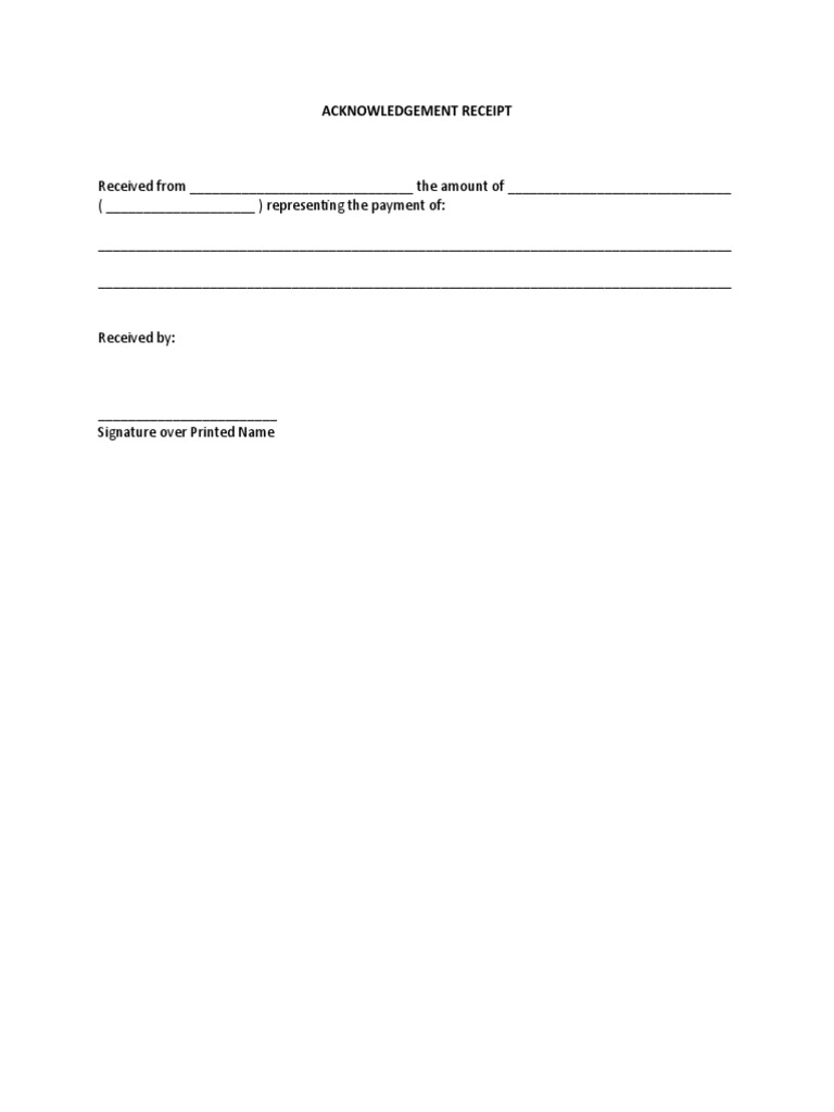Acknowledgement Receipt - Receiving - Blank | PDF