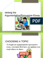 Writing The Argumentative/Persuasive Essay