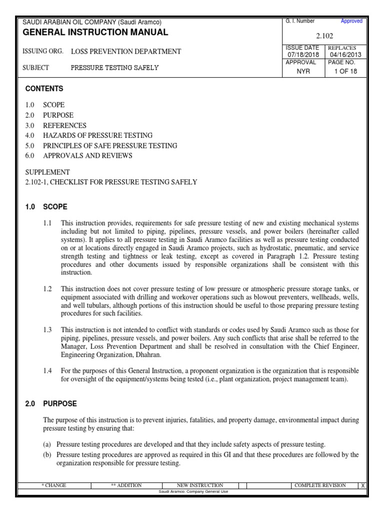 Pressure Testing Safety Guidelines | PDF | Leak | Valve