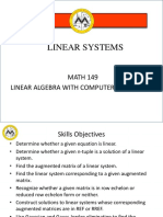 Linear Systems: MATH 149 Linear Algebra With Computer Application