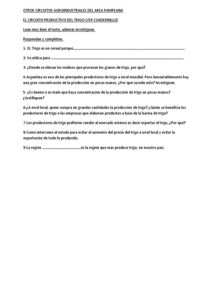 Circuito Productivo del Trigo en Argentina | PDF