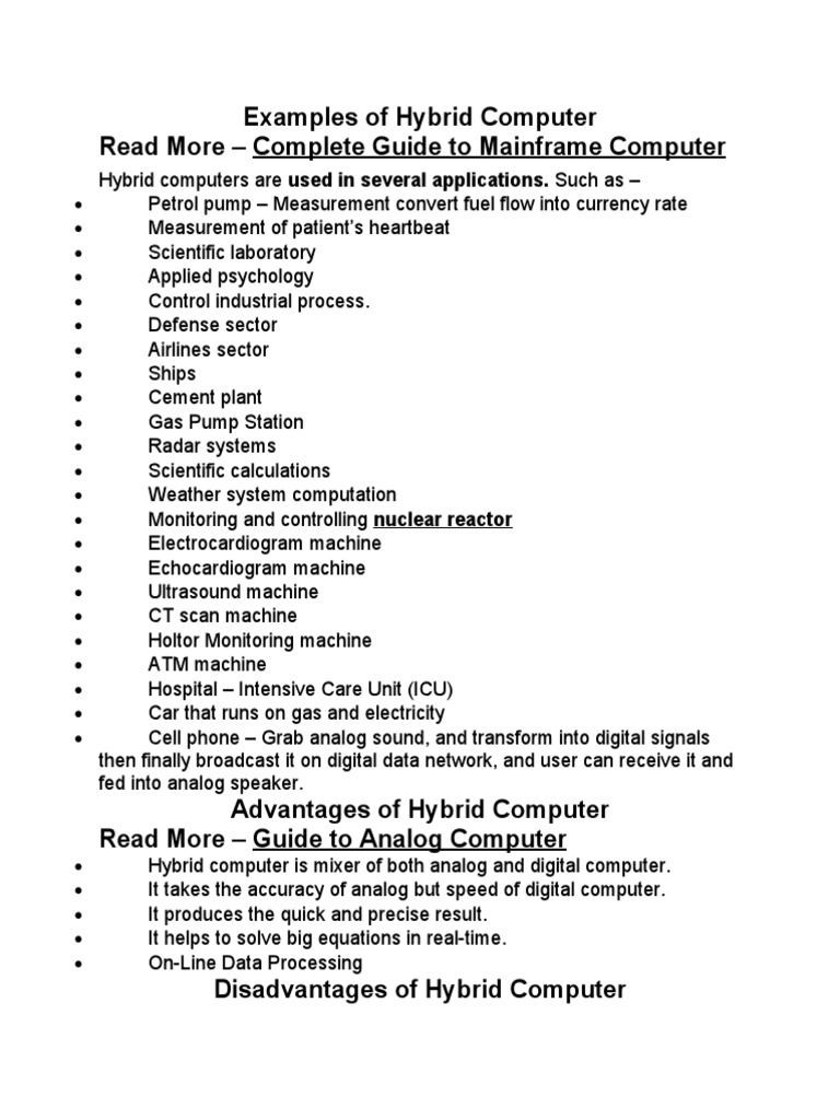 Examples of Hybrid Computer | PDF
