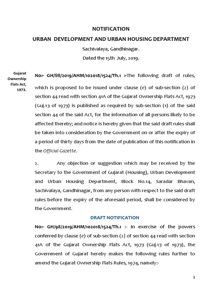 Notification Urban Development and Urban Housing Department PDF