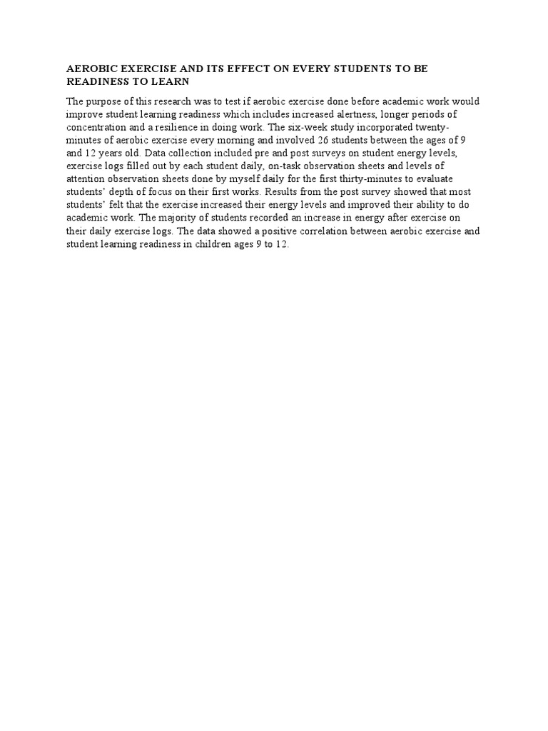 Aerobic Exercise and Its Effect On Every Students To Be Readiness To ...