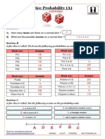 Statistics. Level 5. Probability. Dice Probability (A). ANSWERS