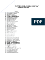 List of Personnel For Survey