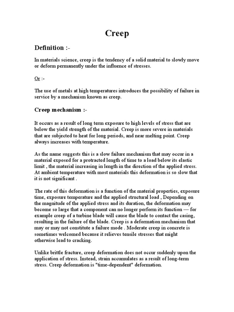 CREEP MEANING IN HINDI IN MECHANICAL ENGINEERING intelligence overview