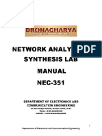 Network Analysis & Synthesis Lab Manual NEC-351: Department of Electronics and Communication Engineering