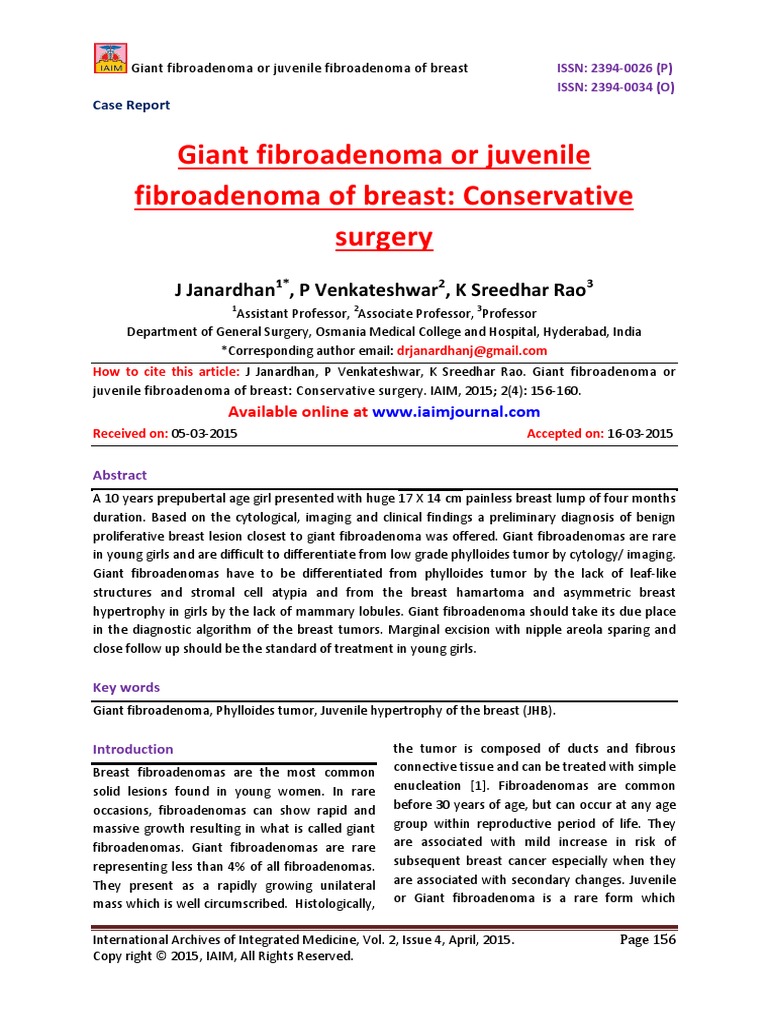 Fdocuments - in - Giant Fibroadenoma or Juvenile Fibroadenoma of Breast ...