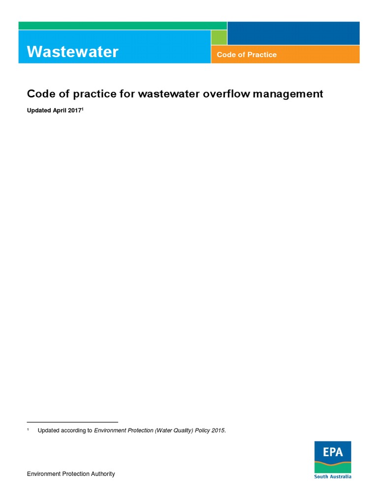 Code of Practice For Wastewater Overflow Management PDF Wastewater Water Pollution